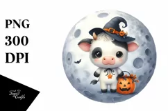 Cute Baby Cow Halloween PNG Product Image 1