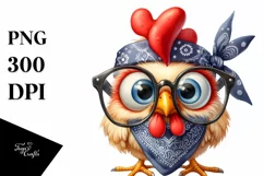 Goofy Rooster Chick with Bandana PNG Product Image 1