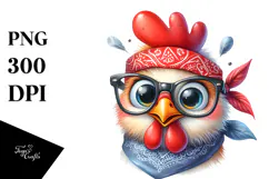 Funny Rooster Chick Bandana | Sublimation | Clipart Product Image 1