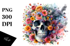 dFloral Skull Painting PNG Product Image 1