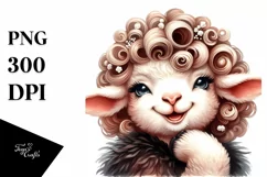 Whimsical Lamb Vintage Look Watercolor Clipart Product Image 3