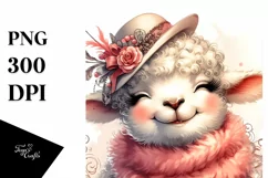 Whimsical Lamb Vintage Look Watercolor Clipart Product Image 1