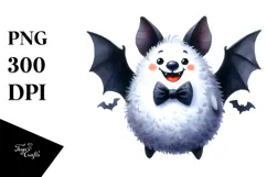 Funny Bat Watercolor PNG Product Image 1
