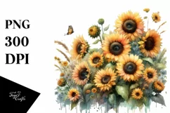 Sunflowers Watercolor PNG Product Image 1