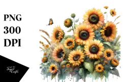 Sunflowers Watercolor PNG Product Image 1
