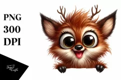 Crazy Fur Watercolor Deer Popping Clipart Product Image 3