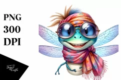 Dragonfly Silk Scarf Watercolor Clipart Product Image 1