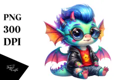 Cute Baby Dragon Watercolor PNG Product Image 1