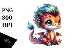 Cute Baby Dragon Watercolor PNG Product Image 1