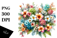 Jar Hawaiian Flowers Illustration Sublimation Clipart Product Image 1