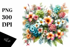 Jar Hawaiian Flowers Illustration Sublimation Clipart Product Image 3