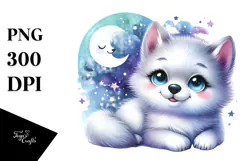 Colorful Baby Arctic Wolf, Transparent PNG Product Image 1