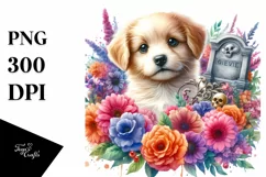 cute Baby Dog with Flowers | Clipart Product Image 3