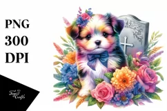 cute Baby Dog with Flowers | Clipart Product Image 3
