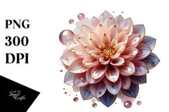 Dahlia with Watercolor Splash | Sublimation | Clipart Product Image 1