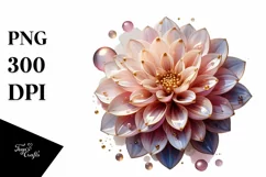 Dahlia with Watercolor Splash | Sublimation | Clipart Product Image 1