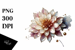Dahlia with Watercolor Splash | Sublimation | Clipart Product Image 1
