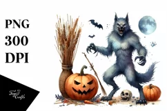 Watercolor Style Funny Halloween Clipart, Transparent PNG Product Image 1