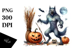 Watercolor Style Funny Halloween Clipart, Transparent PNG Product Image 1