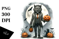 Watercolor Style Funny Halloween Clipart, Transparent PNG Product Image 1