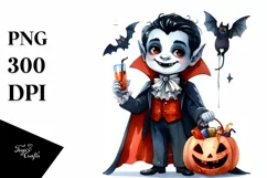 Watercolor Style Funny Halloween Clipart, Transparent PNG Product Image 1