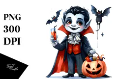 Watercolor Style Funny Halloween Clipart, Transparent PNG Product Image 1