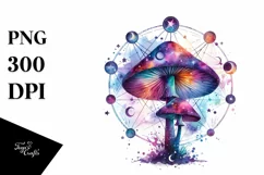 Vibrant Magical Celestial Mushroom Tarot PNG Product Image 1