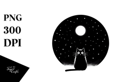 BLACK CAT Illustration, Watercolor PNG Product Image 1