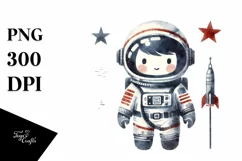 Colorful Vintage Watercolor Astronaut Boy Product Image 1