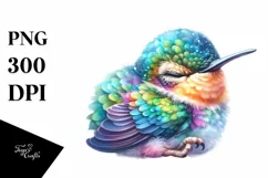 Colorful Baby Hummingbird Sleeping Clipart Product Image 3