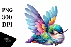 Colorful Baby Hummingbird Sleeping Clipart Product Image 3
