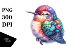 Sleeping Baby Hummingbird | Colorful | Watercolor Product Image 1