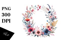 Centered Wild Flowers Colorful Frame | Sublimation | Clipart Product Image 1