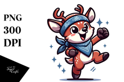 Goofy Cartoon Deer Dancing Joy PNG Product Image 1