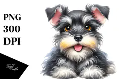 Watercolor Baby Miniature Schnauzer PNG Product Image 1