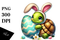 Baby Turtle with Easter Egg PNG Product Image 1