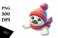 Winter Baby Seal Digital Art PNG Product Image 1