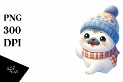 Cute Baby Seal Exiting Crack, Winter PNG Product Image 1