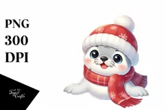 Cute Baby Seal Exiting Crack, Winter PNG Product Image 1