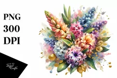 Colorful Bouquet Hyacinth | Sublimation Clipart Product Image 1
