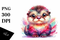Colorful Layered Cute Otter | Summer Clipart Product Image 1