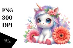 Pastel Unicorn Gerbera Clipart Product Image 3