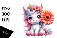 Pastel Unicorn Gerbera Clipart Product Image 3