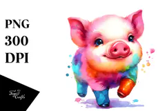 Cute Baby Pig Illustration Sublimation Clipart Product Image 1