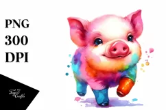 Cute Baby Pig Illustration Sublimation Clipart Product Image 3