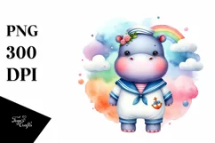 cute Baby Hippo Sailor Clipart Product Image 1