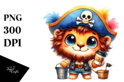 Colorful Baby Lion with Pirate Hat PNG Product Image 1