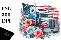 Semi Truck USA Flag Flowers Product Image 1