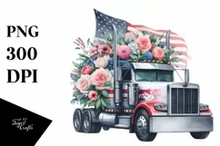 Semi Truck USA Flag Flowers Product Image 3