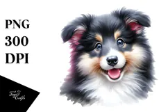 Watercolor Baby Collie PNG Product Image 1